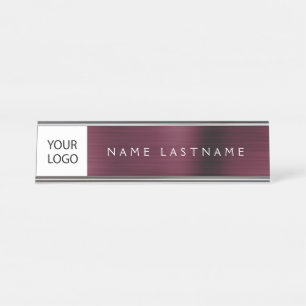 Porte-nom Pour Bureau Logo Personnalisé Executive Burgundy Professional