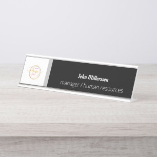 Porte-nom Pour Bureau Logo personnalisé Grand Rectangle Minimaliste
