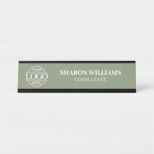 Porte-nom Pour Bureau Logo personnalisé Minimaliste Taupe Beige Profes
