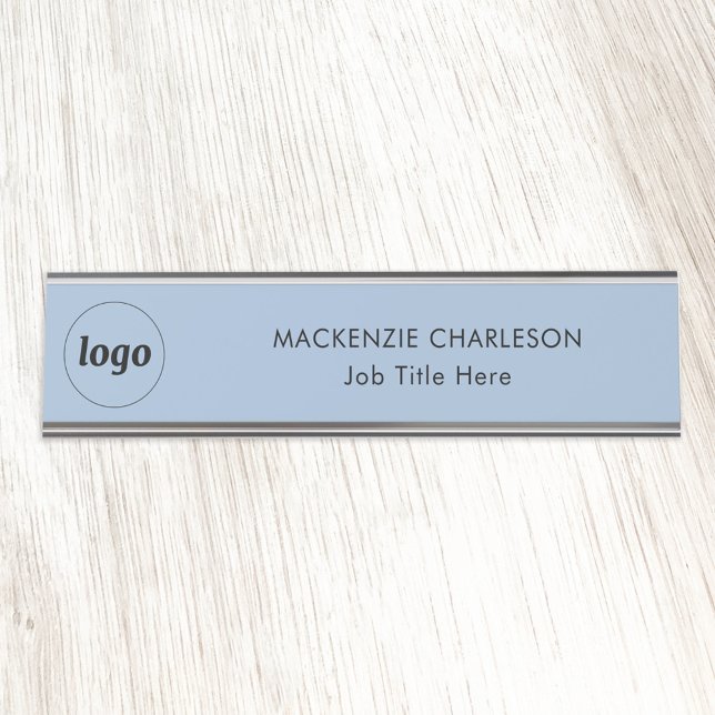 Porte-nom Pour Bureau Logo simple avec texte personnalisé Business Powde (Logo with text simple business branding professional name plate)