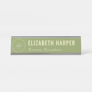 Porte-nom Pour Bureau Logo sur mesure pour entreprise couleur vert sauge