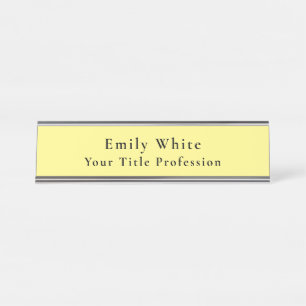 Porte-nom Pour Bureau Lumière Jaune Plaine Élégant Professionnel Moderne
