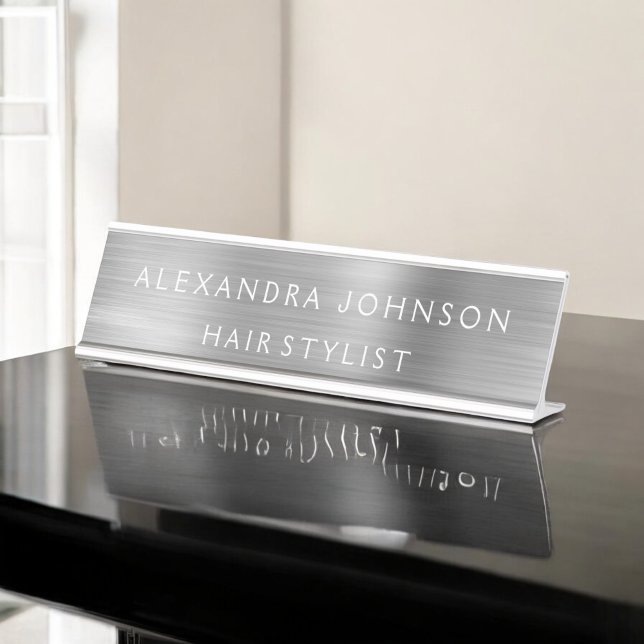 Porte-nom Pour Bureau Luxe Silver Foil Entreprise moderne (Créateur téléchargé)
