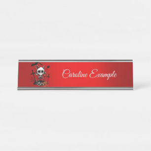 Porte-nom Pour Bureau Magie citrouille et Amusement d'os.