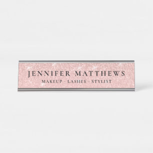 Porte-nom Pour Bureau Maquillage de Parties scintillant doré Rose modern