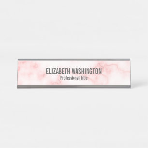 Porte-nom Pour Bureau Marbre Rose Faux Élégant Texte Nom Intitulé du Pos