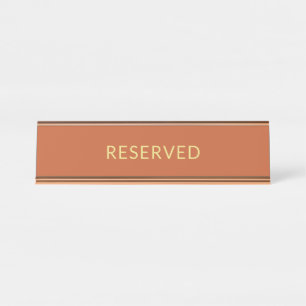 Porte-nom Pour Bureau Mariage Terracotta Gold Réservé Tabletop Signal