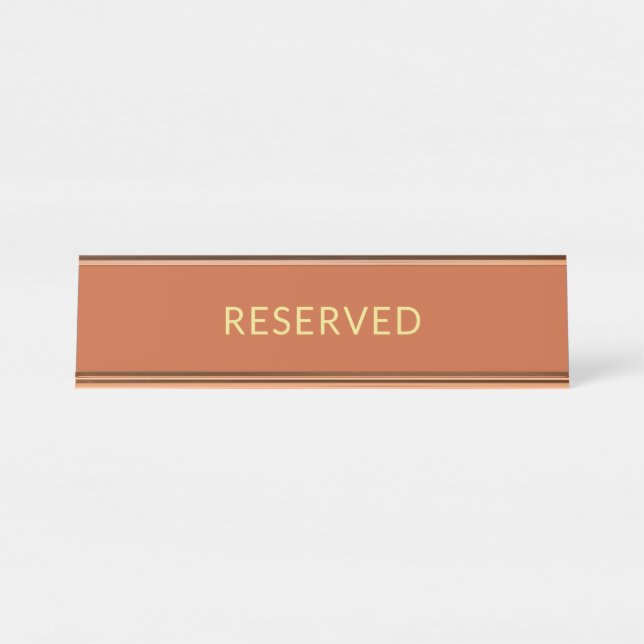 Porte-nom Pour Bureau Mariage Terracotta Gold Réservé Tabletop Signal (Devant)