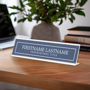 Porte-nom Pour Bureau Marine et titre traditionnel blanc de nom de