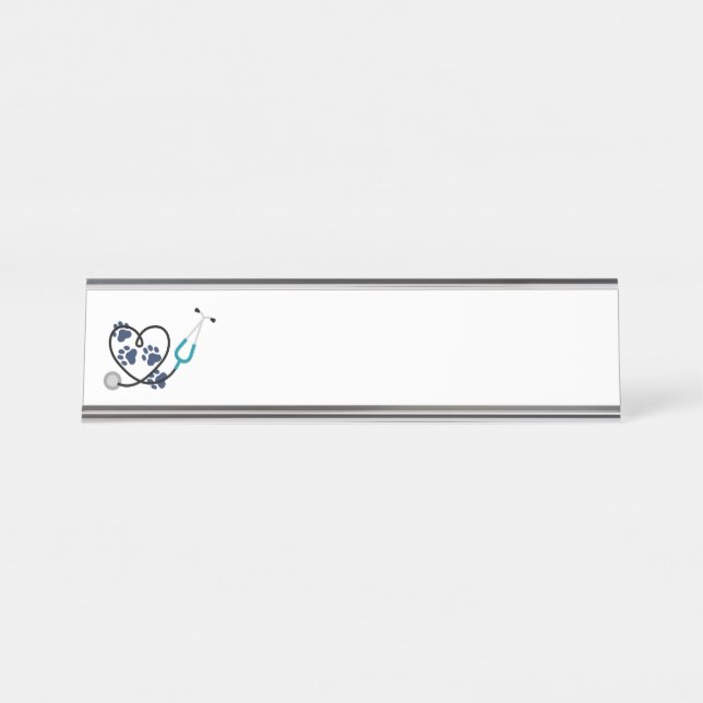 Porte-nom Pour Bureau Médecin animal (Devant)