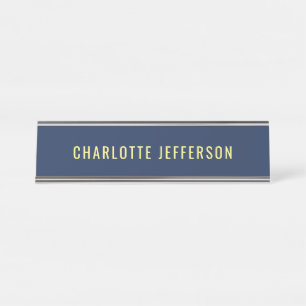 Porte-nom Pour Bureau Minimaliste Classique Professionnel Couleur Bleue