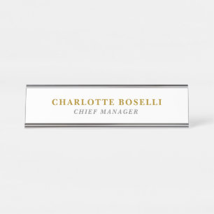 Porte-nom Pour Bureau Minimaliste Classique Professionnel Couleur Or