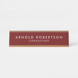 Porte-nom Pour Bureau Minimaliste moderne élégant rouge foncé profession