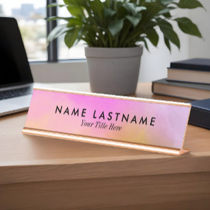 Porte-nom Pour Bureau Minimaliste rose moutarde Jaune Personnalisé