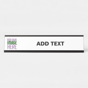 PORTE-NOM POUR BUREAU MODÈLE DE TEXTE D'IMAGE BLANCHE SIMPLE MODERNE