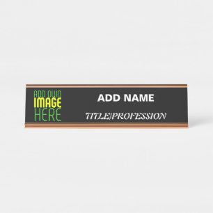 PORTE-NOM POUR BUREAU MODÈLE DE TEXTE D'IMAGE NOIRE SIMPLE ET MODERNE