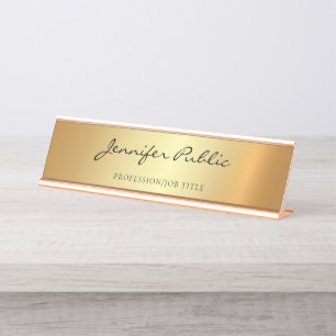 Porte-nom Pour Bureau Modèle moderne de charme d'or de manuscrit