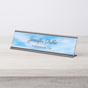 Porte-nom Pour Bureau Modèle moderne Elégant Ciel Bleu Clouds Blancs
