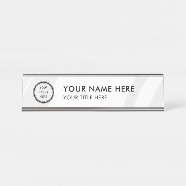 Porte-nom Pour Bureau Modern Logo Professional Business Name Plate (Devant)