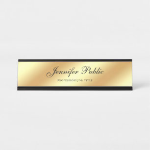 Porte-nom Pour Bureau Moderne Chic or Calligraphie Modèle de script main