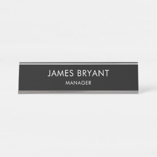 Porte-nom Pour Bureau Moderne Doré et Noir Verreux - Ajouter Logo, Nom,