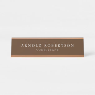 Porte-nom Pour Bureau Moderne minimaliste, élégant, Brown professionnel