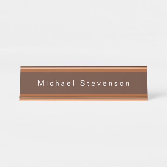 Porte-nom Pour Bureau Moderne moderne tendance Brown professionnel (Devant)