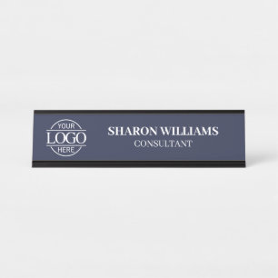 Porte-nom Pour Bureau Moderne Simple Marine Blue Custom Logo Professionn