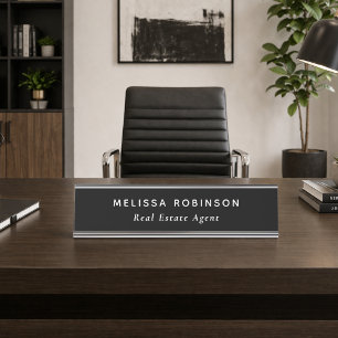 Porte-nom Pour Bureau Moderne Simple Minimaliste Noir et Blanc Professio