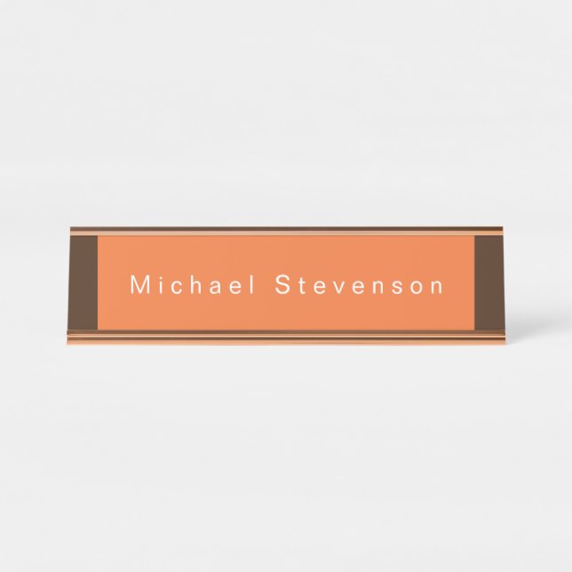 Porte-nom Pour Bureau Moderne tendance Orange Professionnel Brown (Devant)