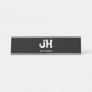 PORTE-NOM POUR BUREAU MONOGRAMME DE NOM À DEUX LETTRES BLANC MINIMALISTE
