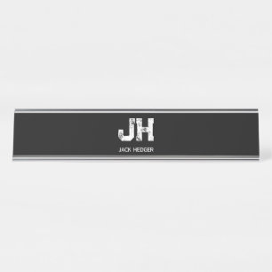 PORTE-NOM POUR BUREAU MONOGRAMME DE NOM À DEUX LETTRES BLANC MINIMALISTE