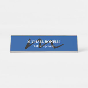 Porte-nom Pour Bureau Monogramme moderne tendance initial professionnel