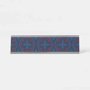 Porte-nom Pour Bureau Motif de carreaux floraux décoratifs