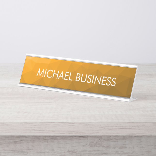 Porte-nom Pour Bureau Motif de maillage géométrique dégradé orange (Devant)