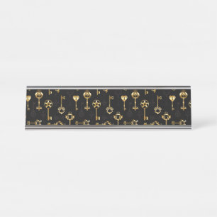 Porte-nom Pour Bureau Motif sans couture avec touches d'or