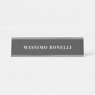 Porte-nom Pour Bureau Noir jet et blanc Minimaliste Plain Moderne