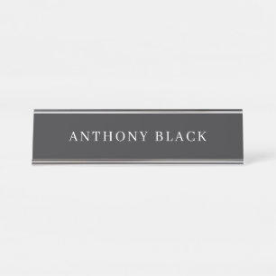 Porte-nom Pour Bureau Noir mat minimaliste élégant classique simple