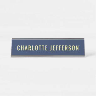 Porte-nom Pour Bureau Nom de couleur bleue classique minimaliste profess