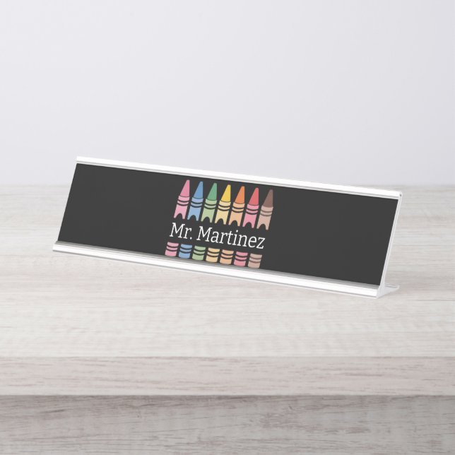 Porte-nom Pour Bureau Nom de l'enseignant Crayon personnalisé Cute Back  (Devant)