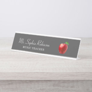 Porte-nom Pour Bureau Nom de l'enseignant Rouge Pomme blanche Script mod