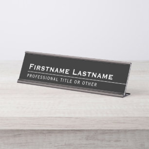 Porte-nom Pour Bureau Nom exécutif moderne et bureau de titre Noir Blanc