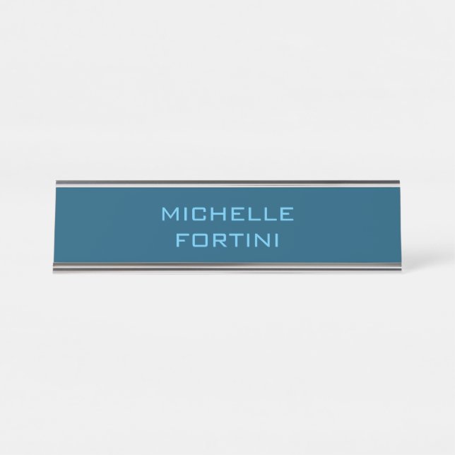 Porte-nom Pour Bureau Nom lisible moderne Plain Ocean & Sky Blue (Devant)
