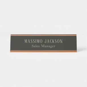 Porte-nom Pour Bureau Nom minimaliste personnalisé gris pastel personnal
