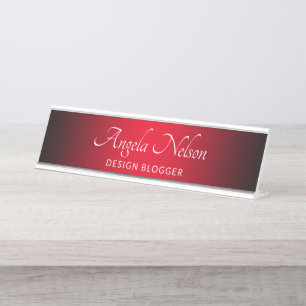 Porte-nom Pour Bureau Ombre rouge de bord noir