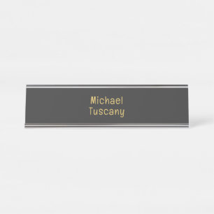 Porte-nom Pour Bureau Or professionnel tendance minimaliste Gris Or Text