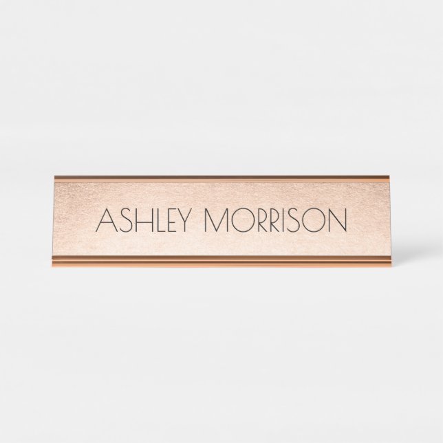 Porte-nom Pour Bureau Or rose de Faux (Devant)