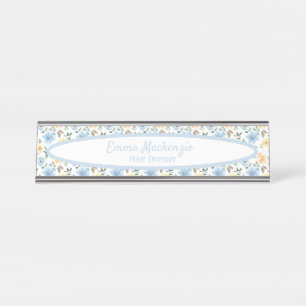 Porte-nom Pour Bureau Panneau du bureau Floral Station Blue Jellow Flowe