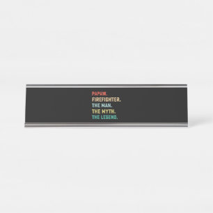 Porte-nom Pour Bureau Papaw Pompier Homme Mythe Légende Papa Cadeaux