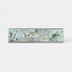 Porte-nom Pour Bureau Paperwhite Narcissus Fleurs blanches délicates